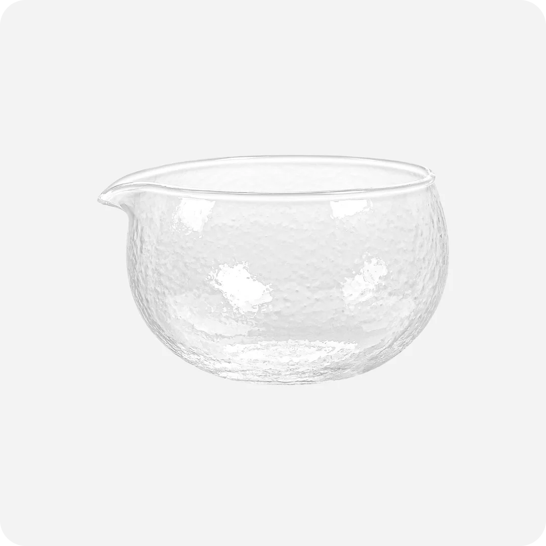 Glass Matcha Bowl with Spout (500ml Textured Glass)