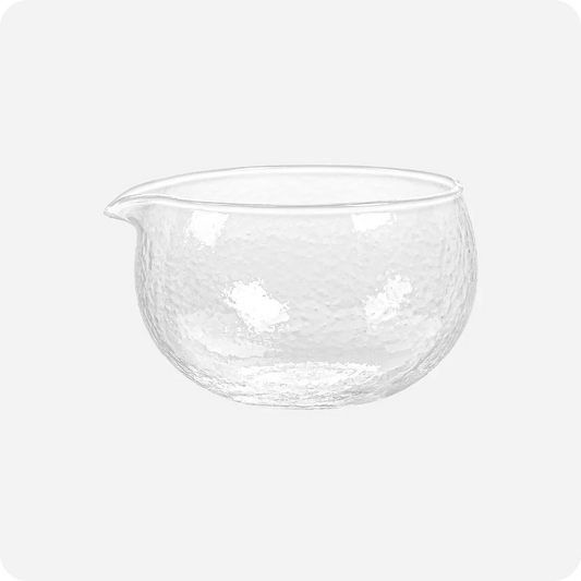 Glass Matcha Bowl with Spout (500ml Textured Glass)